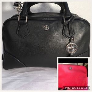 Gianni Bini Black Leather Purse+ Red Makeup Bag